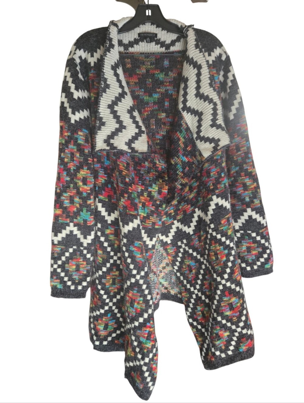 Parkhurst Multicolor Aztec Open-Front Cardigan - Gray & White